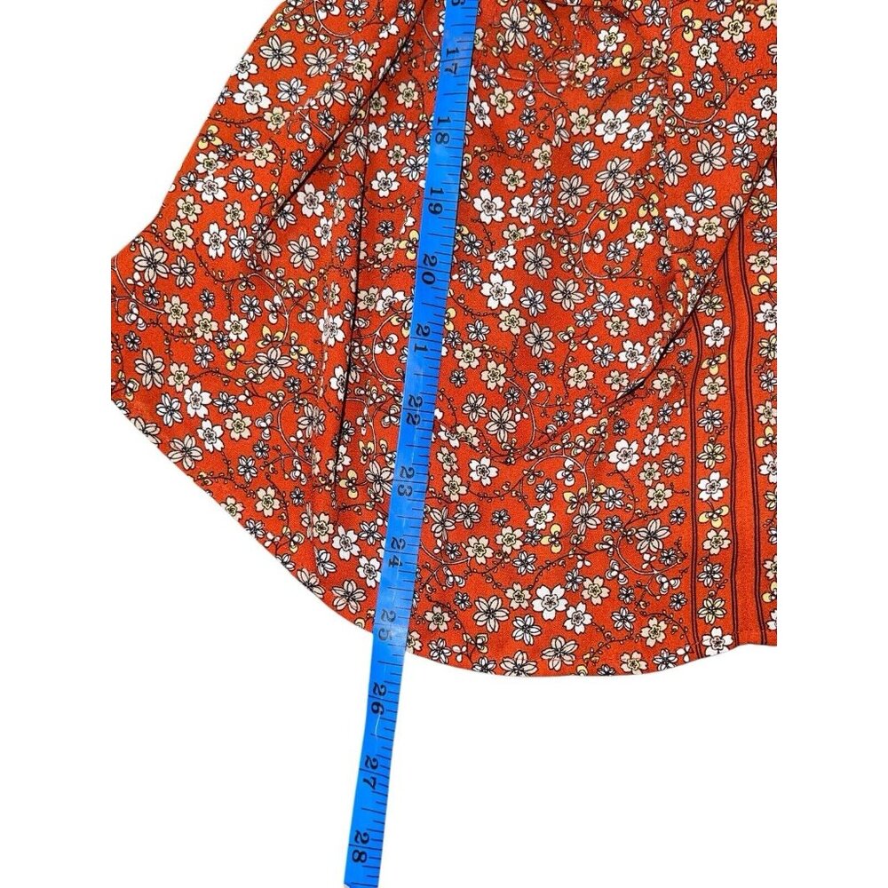 MAX STUDIO Women's Size Small Floral Tie Front Blouse - Picture 8 of 12